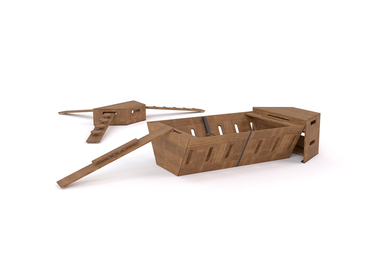 Outdoor play boxes that turn into Boat for preschools and kindergartens